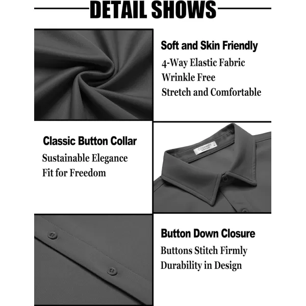 COOFANDY Men's Short Sleeve Button Down Wrinkle Free Shirt Summer Casual Stretch Untucked Dress Shirts