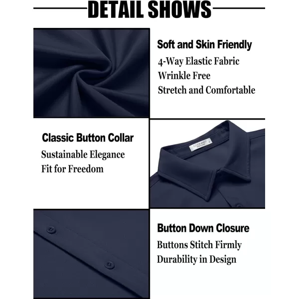 COOFANDY Men's Short Sleeve Button Down Wrinkle Free Shirt Summer Casual Stretch Untucked Dress Shirts