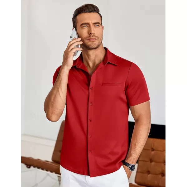 COOFANDY Men's Short Sleeve Button Down Wrinkle Free Shirt Summer Casual Stretch Untucked Dress Shirts