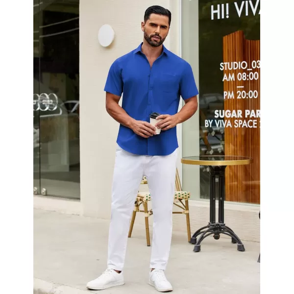 COOFANDY Mens Short Sleeve Casual Button Down Shirts Summer Untucked Dress Shirts with Pocket