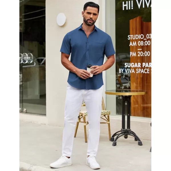 COOFANDY Mens Short Sleeve Casual Button Down Shirts Summer Untucked Dress Shirts with Pocket