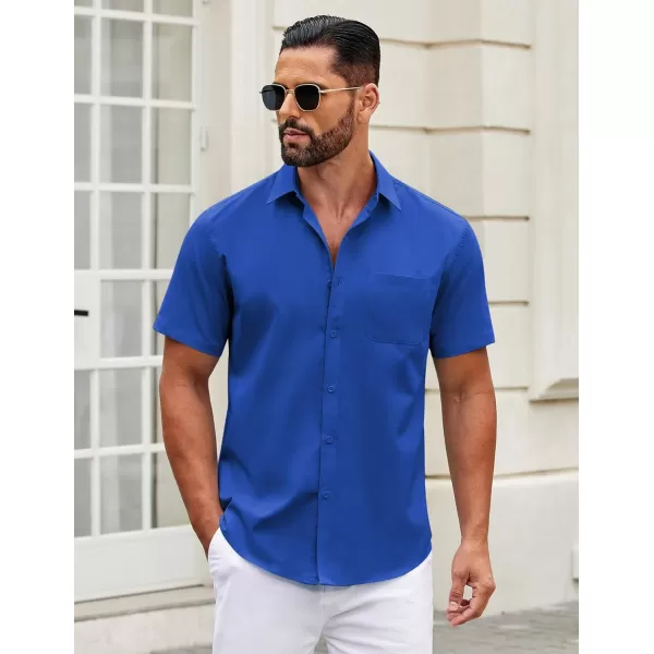 COOFANDY Mens Short Sleeve Casual Button Down Shirts Summer Untucked Dress Shirts with Pocket