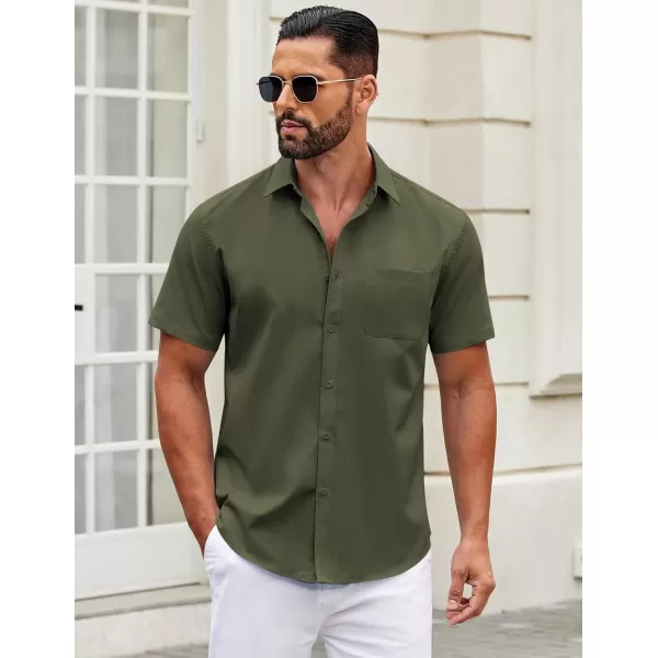 COOFANDY Mens Short Sleeve Casual Button Down Shirts Summer Untucked Dress Shirts with Pocket