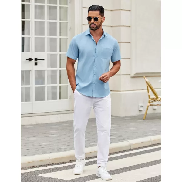 COOFANDY Mens Short Sleeve Casual Button Down Shirts Summer Untucked Dress Shirts with Pocket