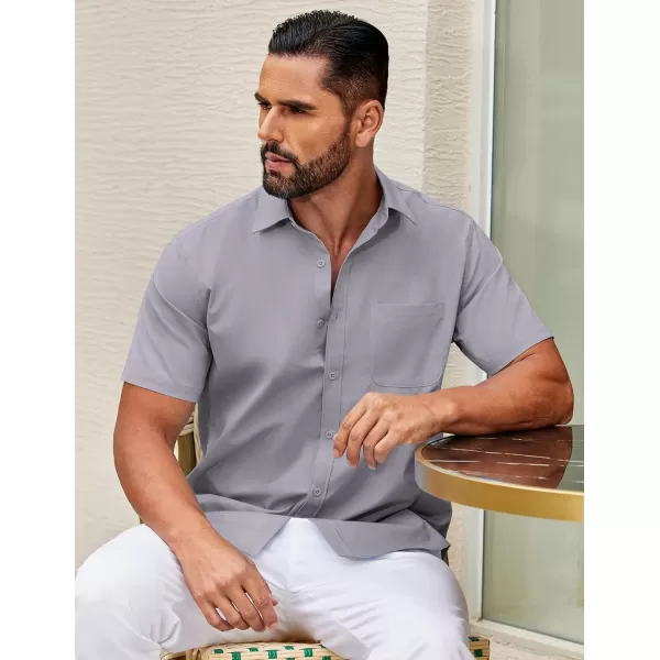 COOFANDY Mens Short Sleeve Casual Button Down Shirts Summer Untucked Dress Shirts with Pocket