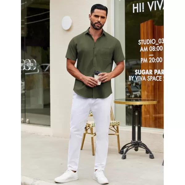 COOFANDY Mens Short Sleeve Casual Button Down Shirts Summer Untucked Dress Shirts with Pocket