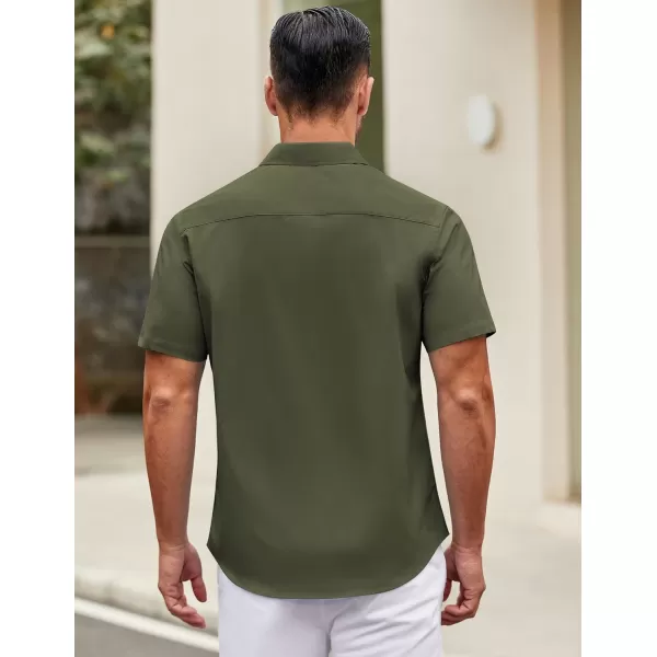 COOFANDY Mens Short Sleeve Casual Button Down Shirts Summer Untucked Dress Shirts with Pocket