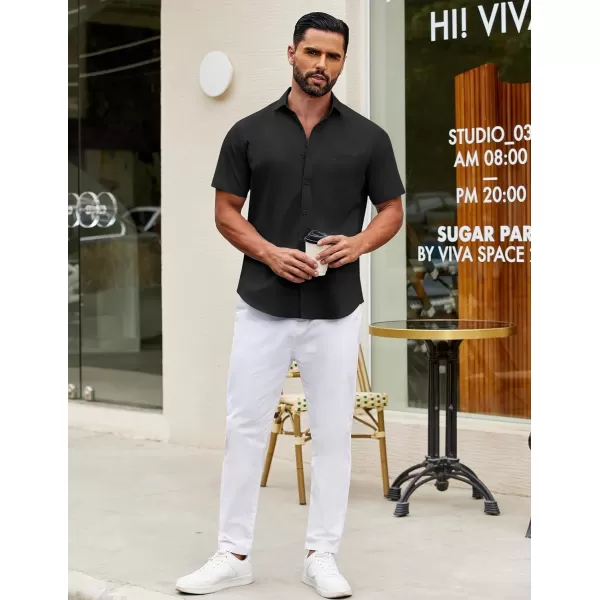 COOFANDY Mens Short Sleeve Casual Button Down Shirts Summer Untucked Dress Shirts with Pocket