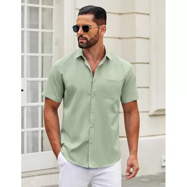 COOFANDY Mens Short Sleeve Casual Button Down Shirts Summer Untucked Dress Shirts with Pocket