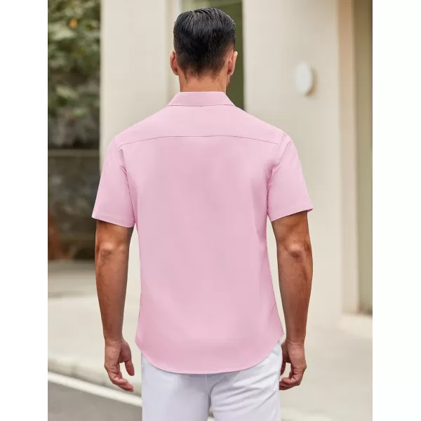 COOFANDY Mens Short Sleeve Casual Button Down Shirts Summer Untucked Dress Shirts with Pocket
