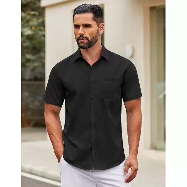 COOFANDY Mens Short Sleeve Casual Button Down Shirts Summer Untucked Dress Shirts with Pocket