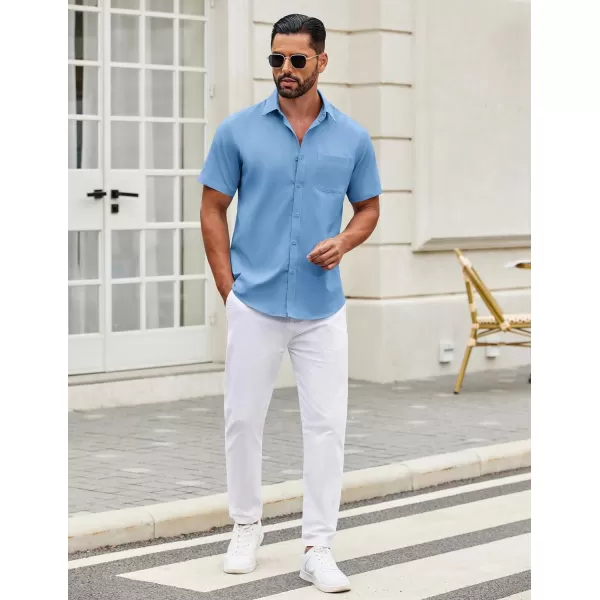 COOFANDY Mens Short Sleeve Casual Button Down Shirts Summer Untucked Dress Shirts with Pocket