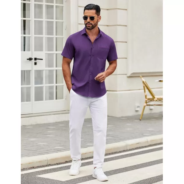 COOFANDY Mens Short Sleeve Casual Button Down Shirts Summer Untucked Dress Shirts with Pocket