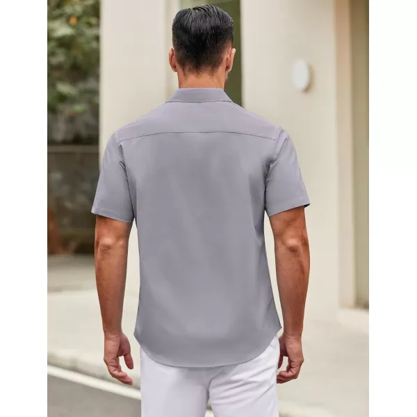 COOFANDY Mens Short Sleeve Casual Button Down Shirts Summer Untucked Dress Shirts with Pocket