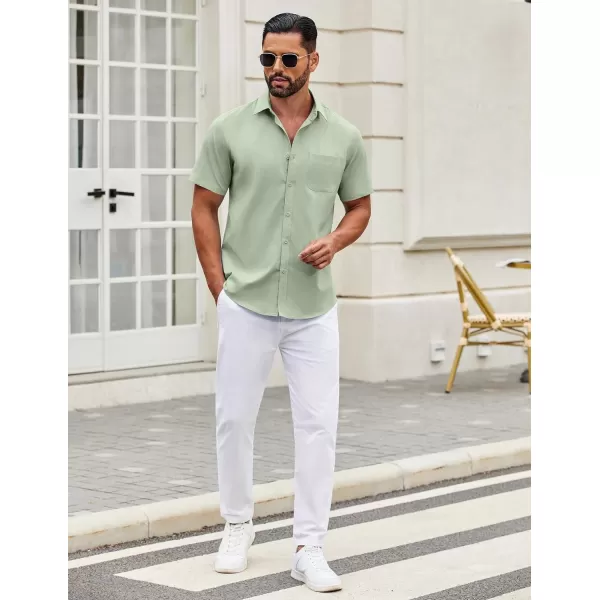COOFANDY Mens Short Sleeve Casual Button Down Shirts Summer Untucked Dress Shirts with Pocket