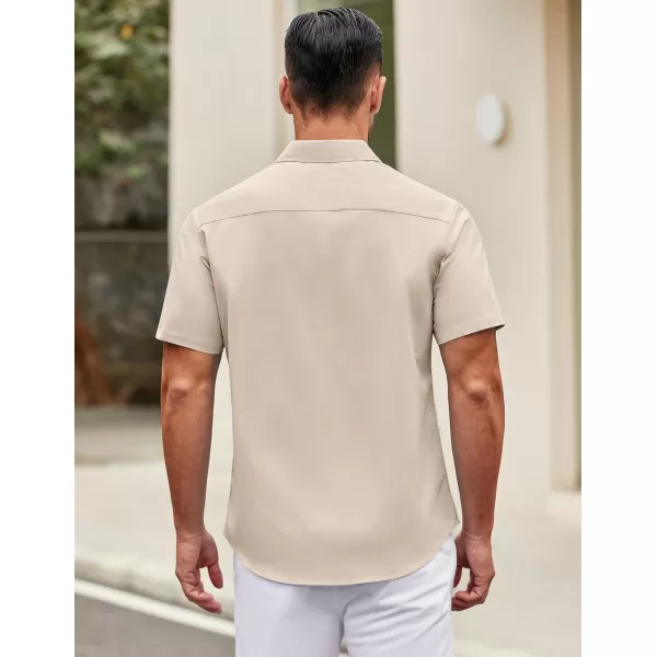 COOFANDY Mens Short Sleeve Casual Button Down Shirts Summer Untucked Dress Shirts with Pocket