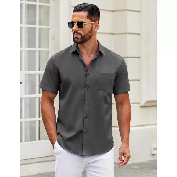 COOFANDY Mens Short Sleeve Casual Button Down Shirts Summer Untucked Dress Shirts with Pocket
