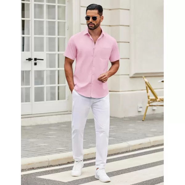 COOFANDY Mens Short Sleeve Casual Button Down Shirts Summer Untucked Dress Shirts with Pocket