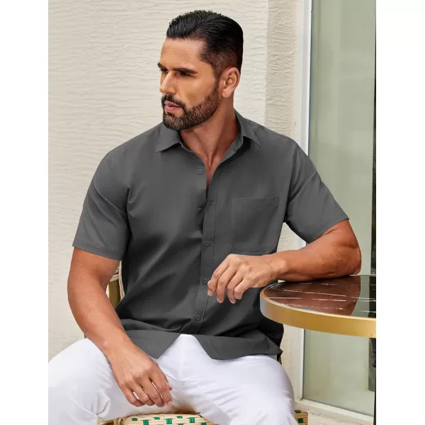 COOFANDY Mens Short Sleeve Casual Button Down Shirts Summer Untucked Dress Shirts with Pocket