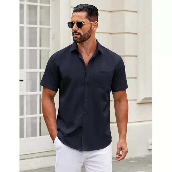 COOFANDY Mens Short Sleeve Casual Button Down Shirts Summer Untucked Dress Shirts with Pocket