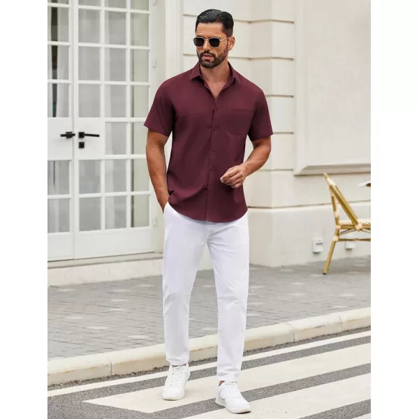 COOFANDY Mens Short Sleeve Casual Button Down Shirts Summer Untucked Dress Shirts with Pocket