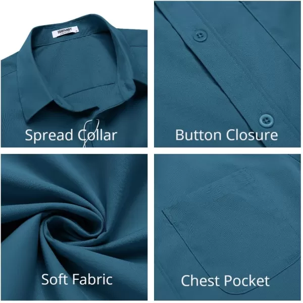 COOFANDY Mens Short Sleeve Casual Button Down Shirts Summer Untucked Dress Shirts with Pocket