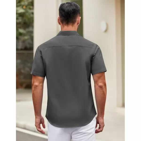 COOFANDY Mens Short Sleeve Casual Button Down Shirts Summer Untucked Dress Shirts with Pocket