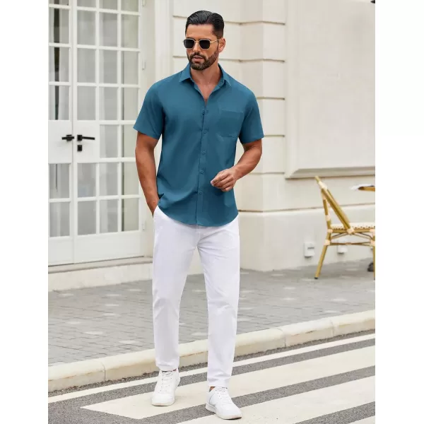 COOFANDY Mens Short Sleeve Casual Button Down Shirts Summer Untucked Dress Shirts with Pocket