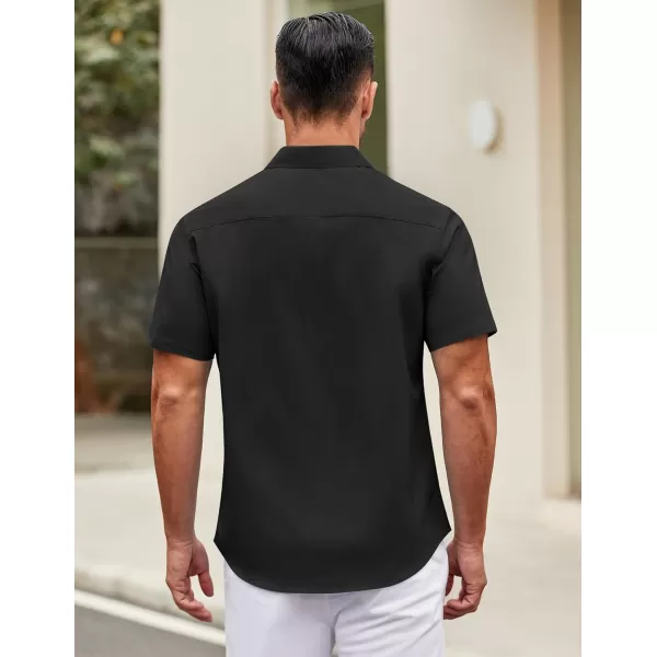 COOFANDY Mens Short Sleeve Casual Button Down Shirts Summer Untucked Dress Shirts with Pocket