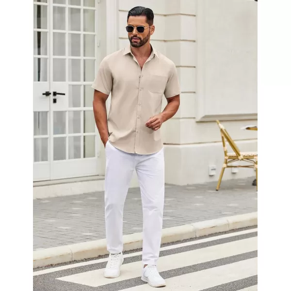 COOFANDY Mens Short Sleeve Casual Button Down Shirts Summer Untucked Dress Shirts with Pocket