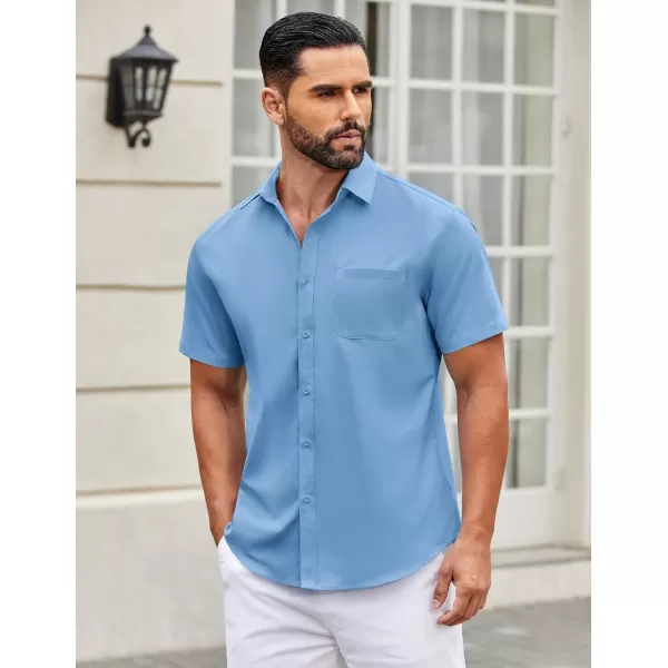 COOFANDY Mens Short Sleeve Casual Button Down Shirts Summer Untucked Dress Shirts with Pocket