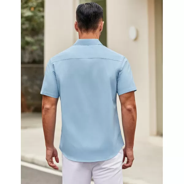 COOFANDY Mens Short Sleeve Casual Button Down Shirts Summer Untucked Dress Shirts with Pocket