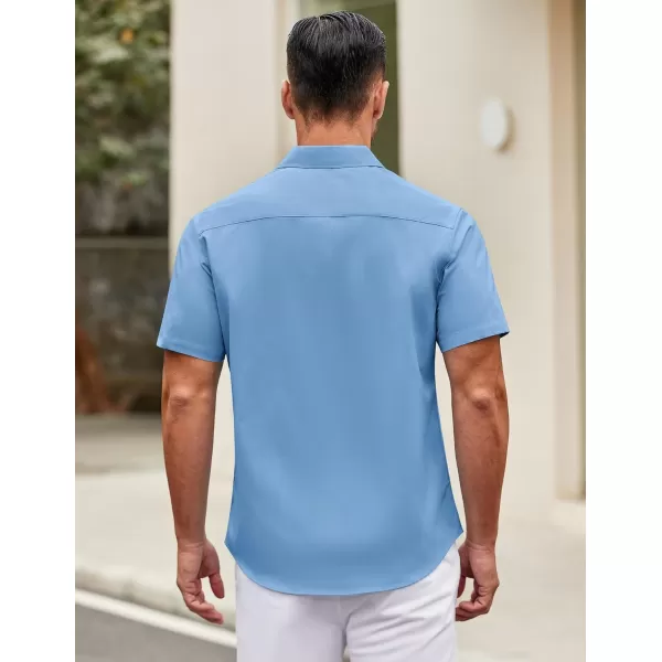 COOFANDY Mens Short Sleeve Casual Button Down Shirts Summer Untucked Dress Shirts with Pocket