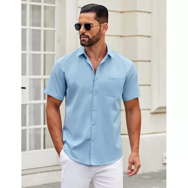 COOFANDY Mens Short Sleeve Casual Button Down Shirts Summer Untucked Dress Shirts with Pocket