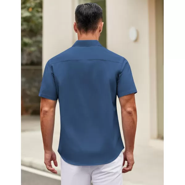 COOFANDY Mens Short Sleeve Casual Button Down Shirts Summer Untucked Dress Shirts with Pocket