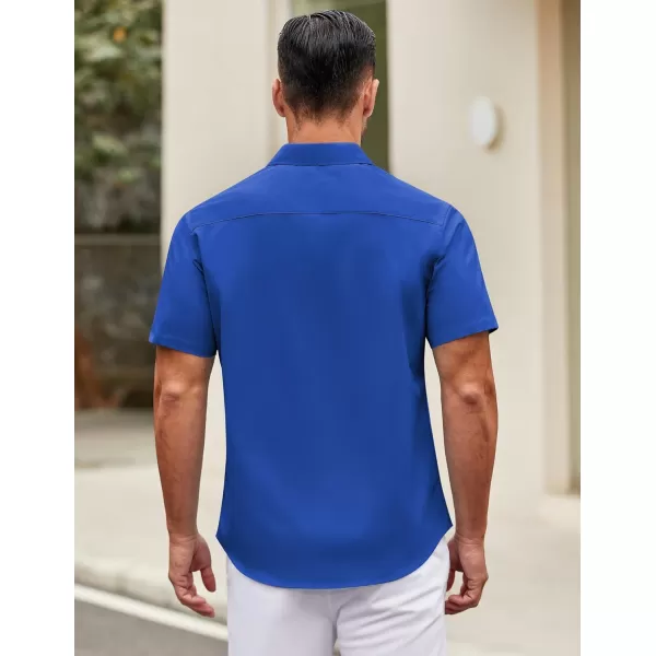 COOFANDY Mens Short Sleeve Casual Button Down Shirts Summer Untucked Dress Shirts with Pocket