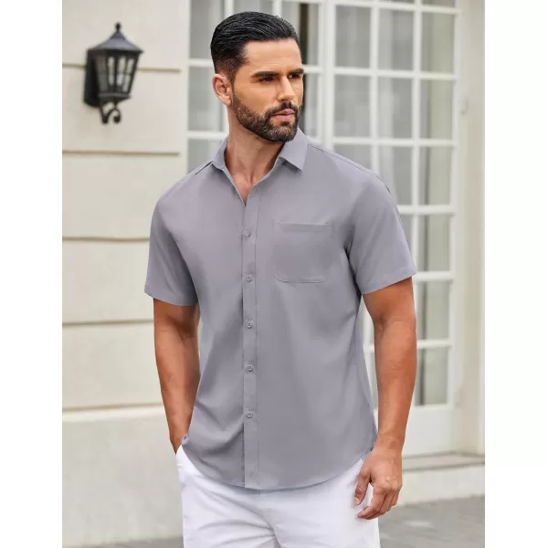 COOFANDY Mens Short Sleeve Casual Button Down Shirts Summer Untucked Dress Shirts with Pocket