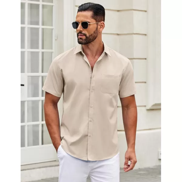 COOFANDY Mens Short Sleeve Casual Button Down Shirts Summer Untucked Dress Shirts with Pocket