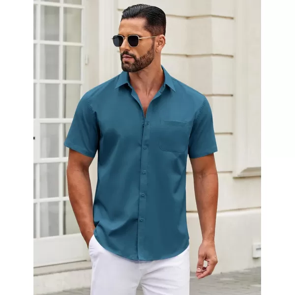 COOFANDY Mens Short Sleeve Casual Button Down Shirts Summer Untucked Dress Shirts with Pocket