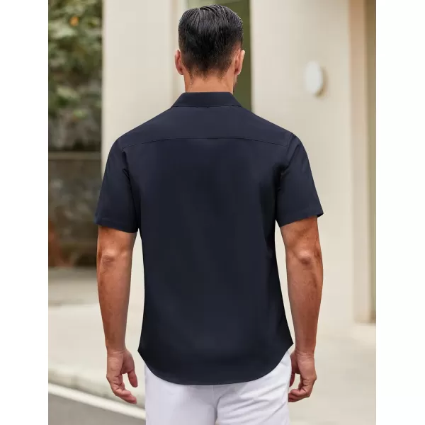 COOFANDY Mens Short Sleeve Casual Button Down Shirts Summer Untucked Dress Shirts with Pocket