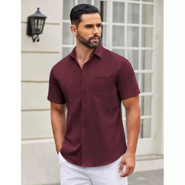 COOFANDY Mens Short Sleeve Casual Button Down Shirts Summer Untucked Dress Shirts with Pocket