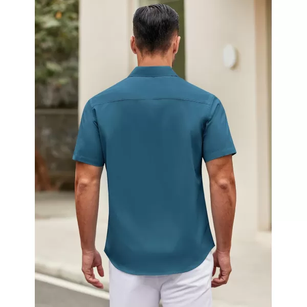 COOFANDY Mens Short Sleeve Casual Button Down Shirts Summer Untucked Dress Shirts with Pocket