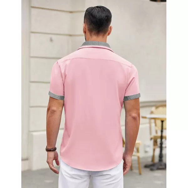 COOFANDY Mens Short Sleeve Dress Shirts Casual Wrinkle Free Shirt Plaid Collar Summer Button Down Shirts)