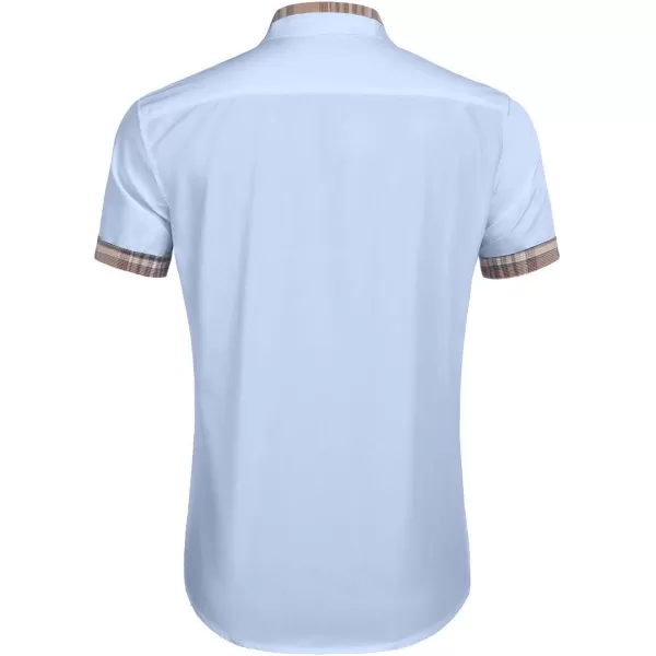 COOFANDY Mens Short Sleeve Dress Shirts Casual Wrinkle Free Shirt Plaid Collar Summer Button Down Shirts