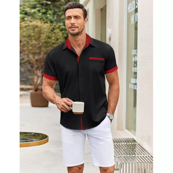 COOFANDY Mens Short Sleeve Dress Shirts Casual Wrinkle Free Shirt Plaid Collar Summer Button Down Shirts)