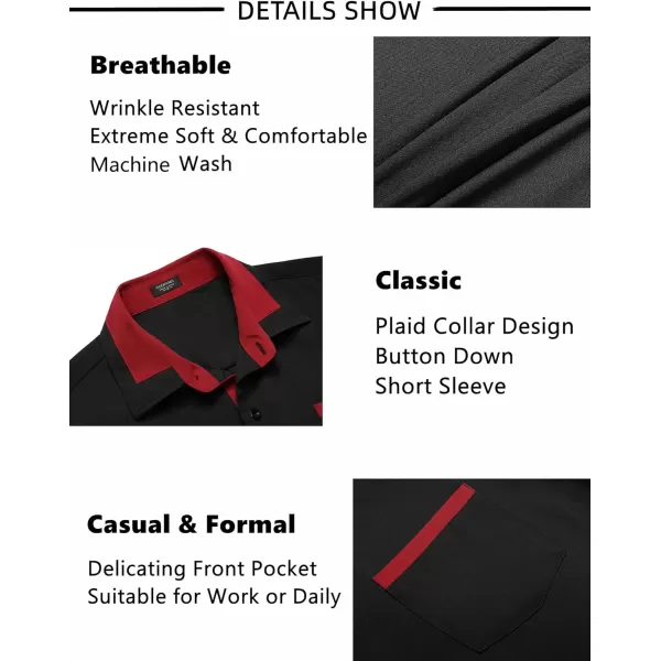 COOFANDY Mens Short Sleeve Dress Shirts Casual Wrinkle Free Shirt Plaid Collar Summer Button Down Shirts)