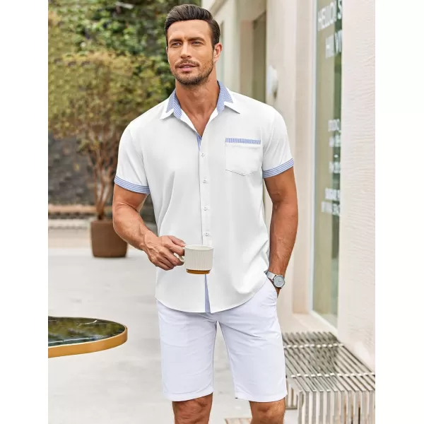 COOFANDY Mens Short Sleeve Dress Shirts Casual Wrinkle Free Shirt Plaid Collar Summer Button Down Shirts)