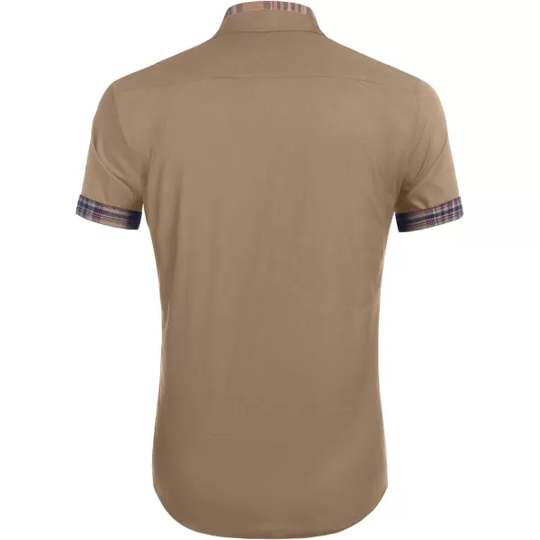 COOFANDY Mens Short Sleeve Dress Shirts Casual Wrinkle Free Shirt Plaid Collar Summer Button Down Shirts