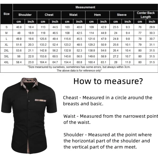 COOFANDY Mens Short Sleeve Dress Shirts Casual Wrinkle Free Shirt Plaid Collar Summer Button Down Shirts