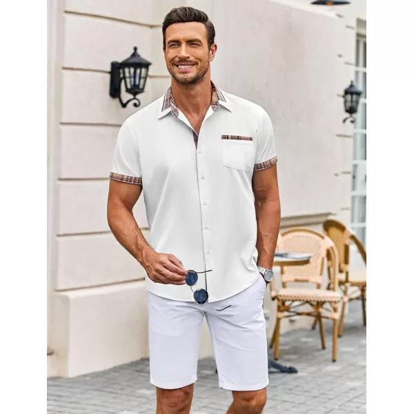 COOFANDY Mens Short Sleeve Dress Shirts Casual Wrinkle Free Shirt Plaid Collar Summer Button Down Shirts